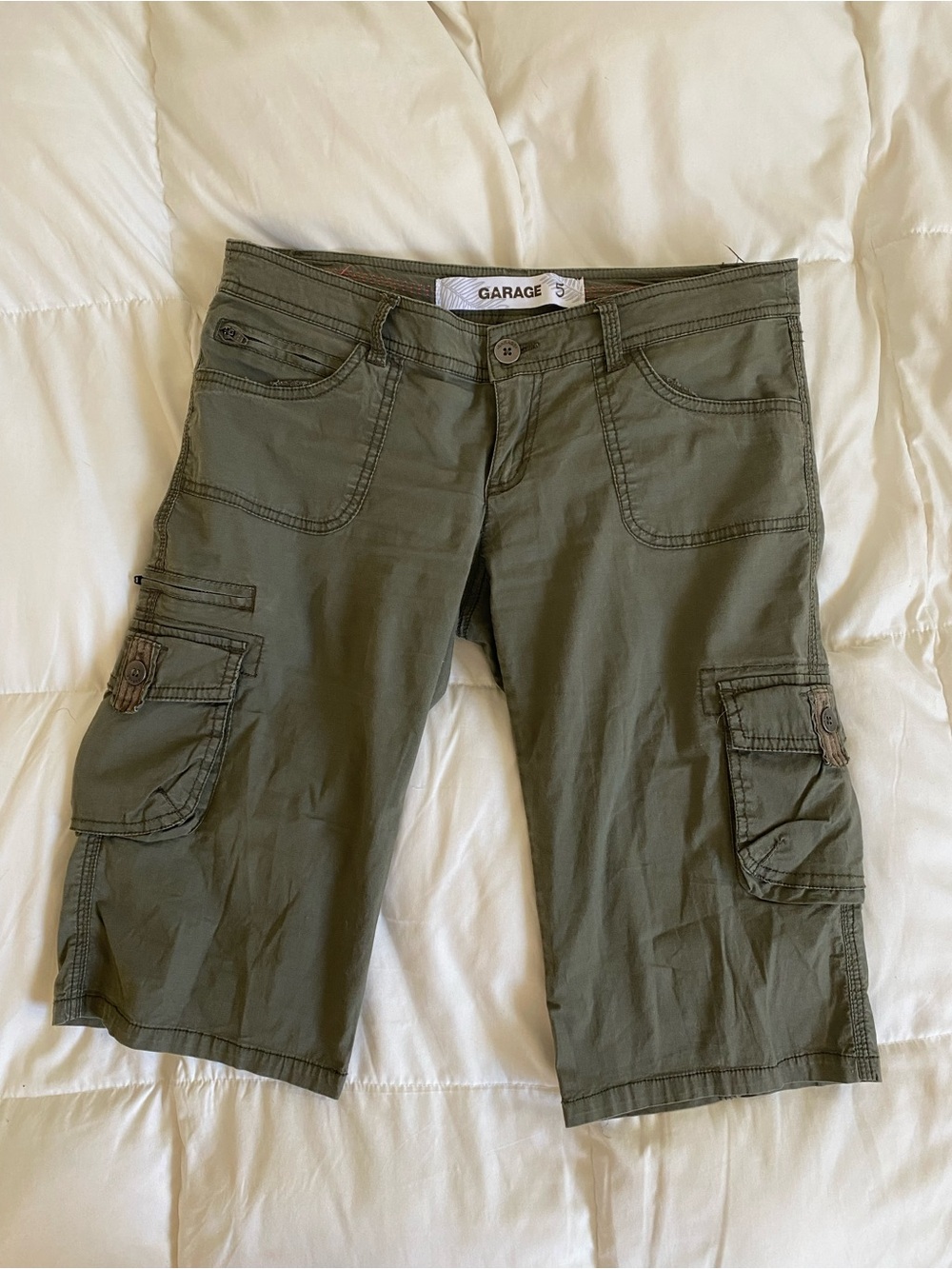Y2K Garage Olive Utility Cargo Shorts